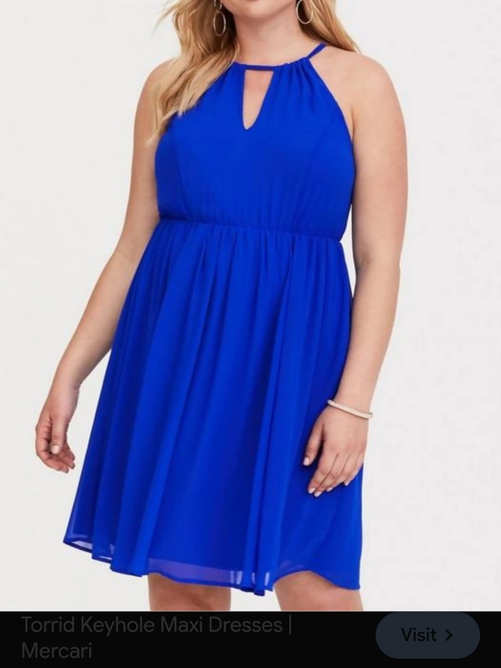 Torrid Cobalt Blue Keyhole Halter Mini Dress